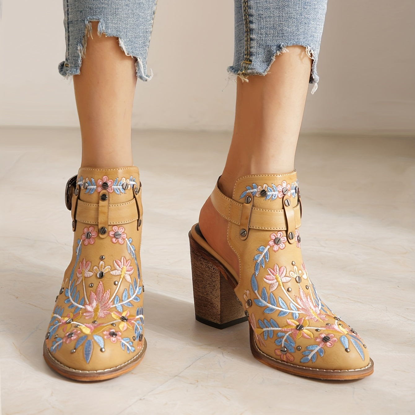 Rosine | Vintage Floral Ankle Boots