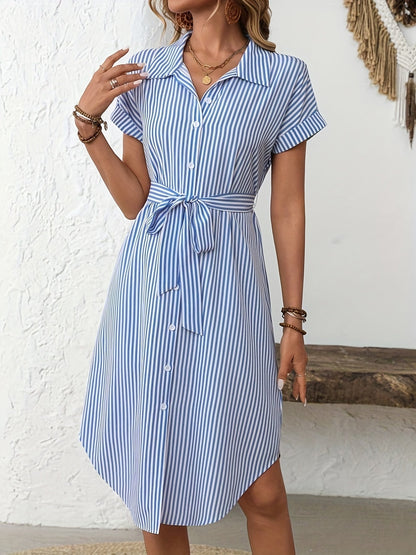 Delphine | Elegant Striped Dress