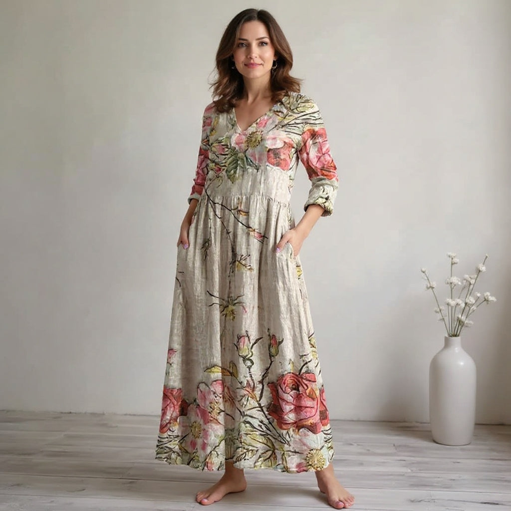 Dearyn | Floral V-Neck Summer Dress