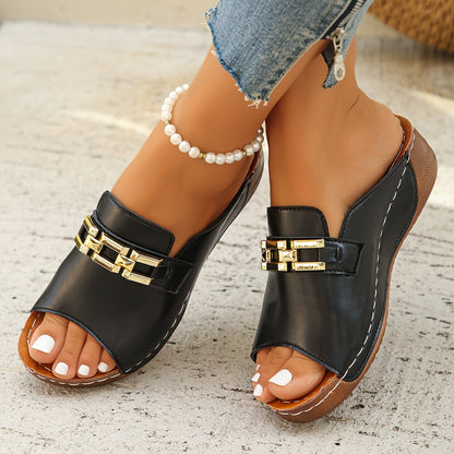 Romy | Luxurious Gold Chain Slide Sandals