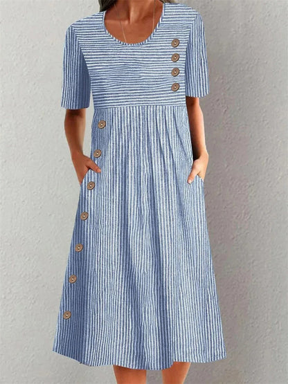 Lenna | Elegant Striped Midi Dress