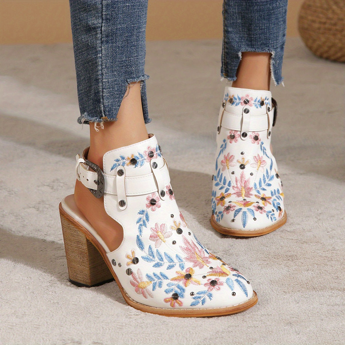 Rosine | Vintage Floral Ankle Boots